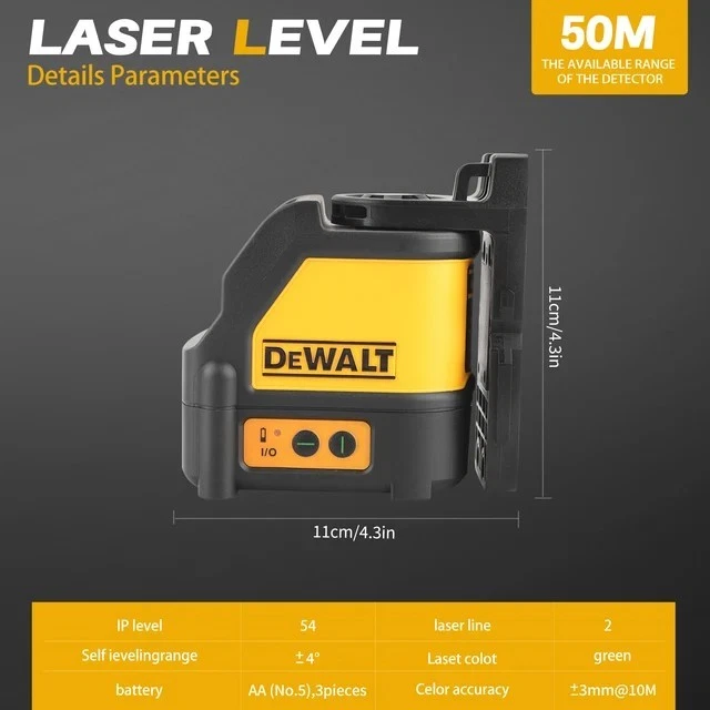 Nivel láser de línea cruzada autonivelante de haz verde DeWalt DW088CG 165 pies Foto 4 de 4