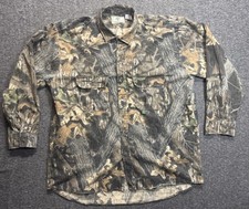 Vintage Men's 2XL Mossy Oak Camo Button Up Long Sleeve Hunting Shirt USA Made