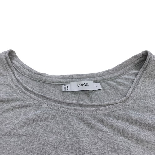 Vince T-Shirt Damen Large Raw Hem Pocket Tee Grey Slub - Bild 2 von 11