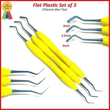 Set of 3 Dental Flat Plastic Composite Filling Instruments Silicone Handle