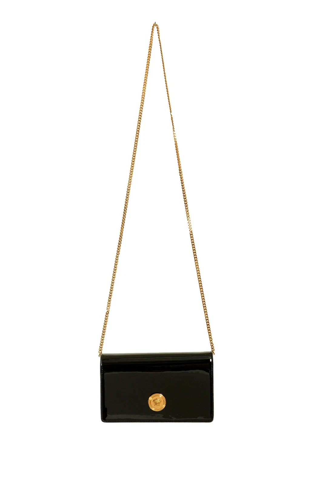 Versace — Versace Women's 100% Patent Leather Gold Medusa Head Crossbody Shoulder Bag