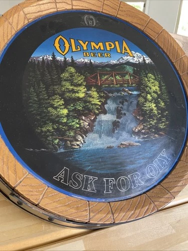 VTG 1981 OLYMPIA Beer Barrel Sign “ASK FOR OLY” Light Up Waterfall *Parts/Repair