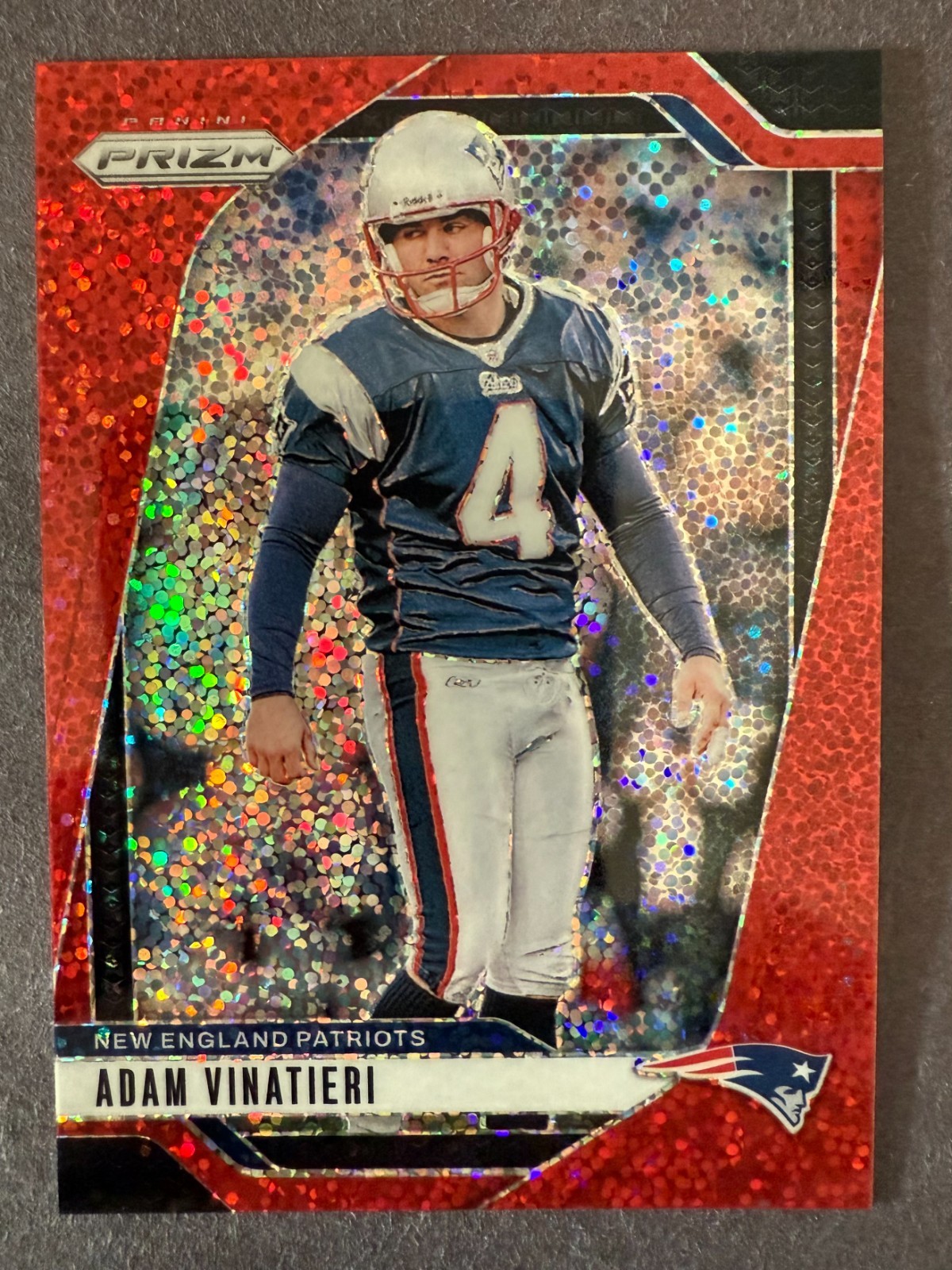 2024 Adam Vinatieri (New England Patriots) Panini Prizm Red Sparkle Pack #199 SP