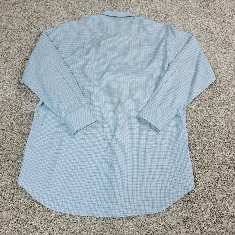 David Donahue Trim Hombre 16.5-32/33 Azul Cuadros Abotonados Manga Larga Foto 3 de 4