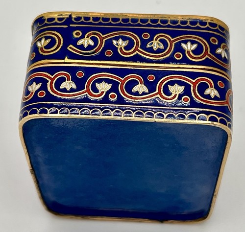 Vintage Cloisonné Schmuckschatulle mit Kranichen, Bäumen, Blumenmotiv 3”x2” - Bild 4 von 10