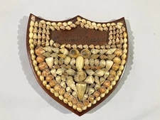 Vintage SAILOR'S VALENTINE - SHELL ART PLAQUE - MIDWAY ISLANDS