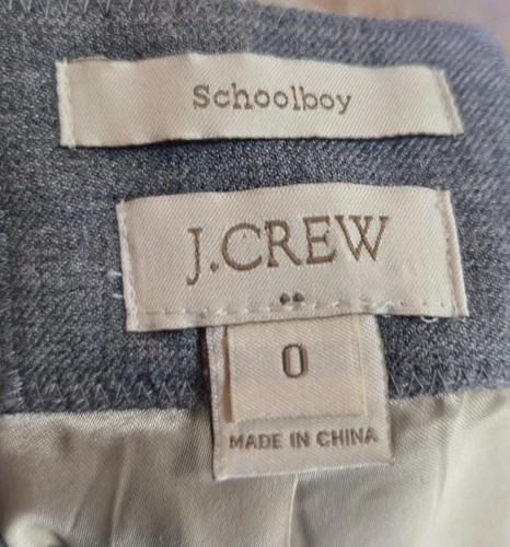J Crew Women's Blazer 0 Gray Wool Schoolboy Gold Button - Picture 8 of 9