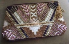 Beautiful Handcrafted Glass Beaded Plastic Sequin Purse Handbag Made In India