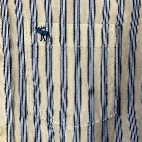 ABERCROMBIE Button Down Shirt Youth Size Extra Large Blue White Striped Classic - Picture 9 of 16