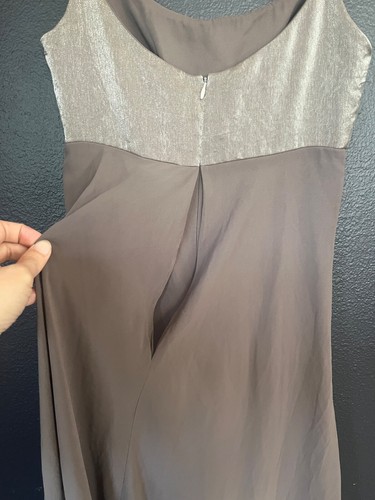 Vintage Cache Slip Maxi Gown Dress Size 4 Brown Tiered 90s Y2K Empire Waist - Picture 11 of 14
