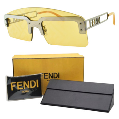 NEW! FENDI FE40023U 12J 1 A 142-0-145 Silver Geometric Rimless Womens Sunglasses