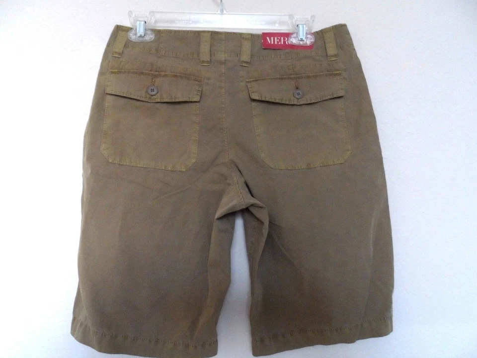 Pantalones cortos teñidos Merona para hombre con frente plano, color: caqui, talla: 30 () Foto 2 de 2