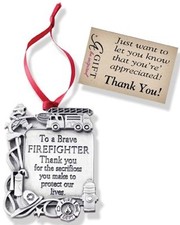 Plaque Shaped Firefighter Ornament To a Brave Firefighter Thank You Camco CO762