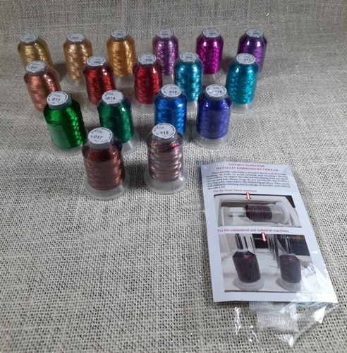 17 Colors Metallic Embroidery Machine Thread Kit 500m (550y) with Sleeve Covers - Picture 3 of 15