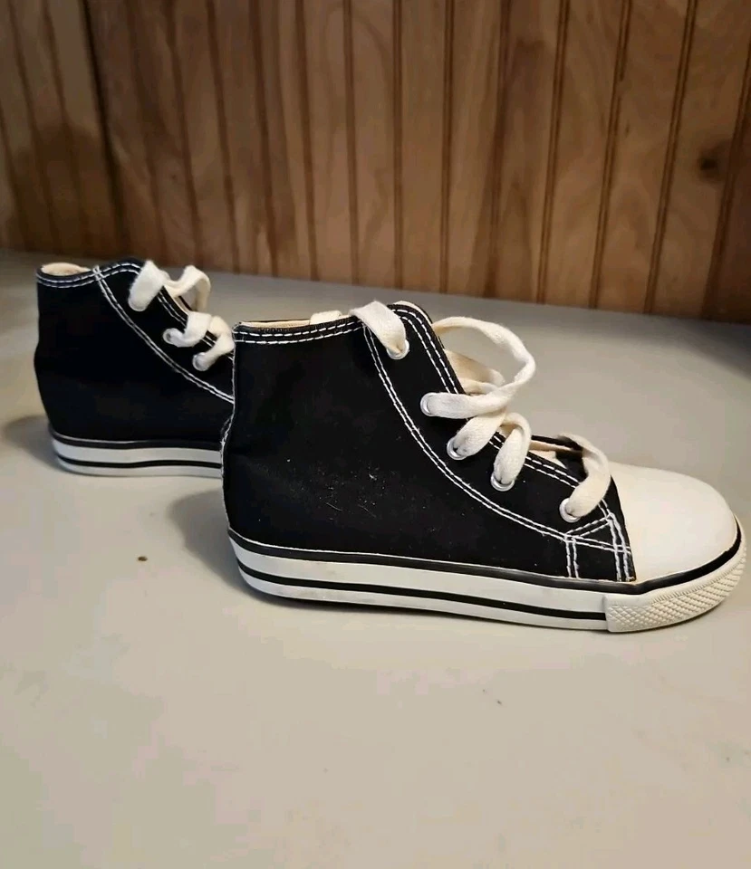 Tênis de cano alto masculino de lona preta tamanho 9,5 - Imagem 3 de 4