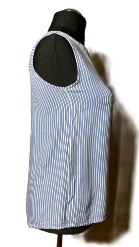 Ärmellose Streifenbluse von Jean Pascale hellblau 100% Viskose Größe 38 - Bild 4 von 5