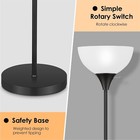 Black Metal Torchiere Floor Lamp, LED Standing Lamp with White Resin Shade
