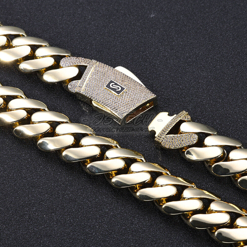 Custom Hip Hop Shiny Miami Cuban Kette Edelstahl Hochglanzpoliert Schmuck - Bild 7 von 14