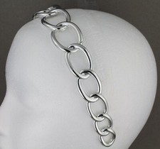 shiny Silver headband chain link plastic 1 1/8" wide headband hair band