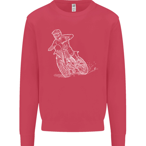 Motocross Bike Line Drawing Dirt bike MotoX Kids Sweatshirt Jumper - Picture 62 of 92