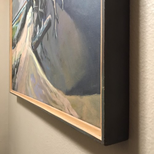 DANNY PIERCE paesaggio costiero incorniciato con figure e dipinto Driftwood 37" x 27" - Foto 7 di 8