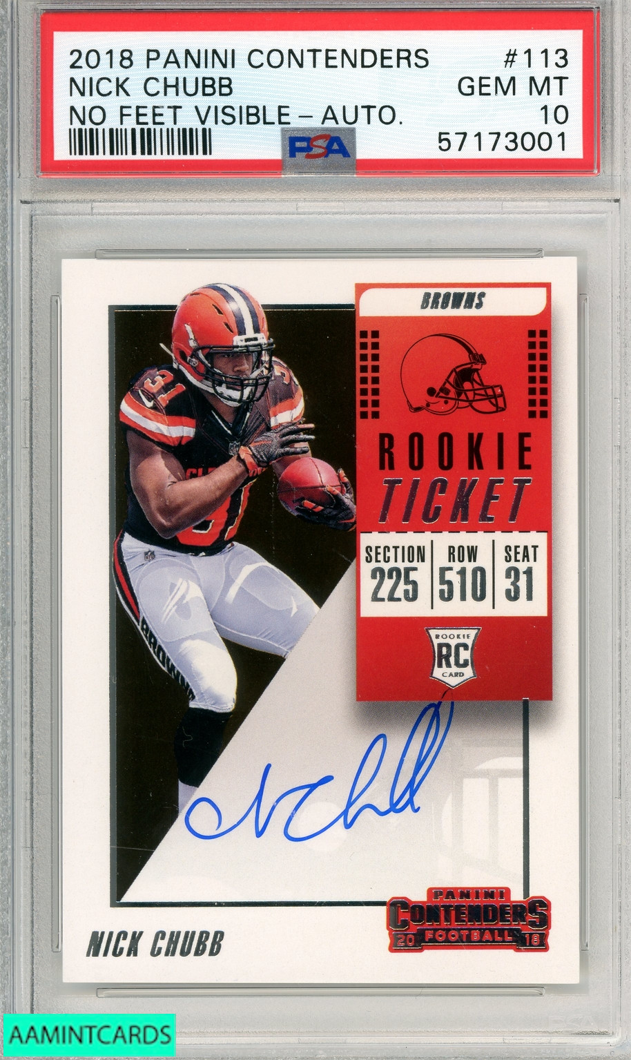 2018 PANINI CONTENDERS NICK CHUBB #113 AUTOGRAPH PSA 10 GEM MT RC