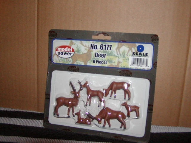 Model Power No. 6177 Deer 6 Pieces Figure Pack O 027 MIB New Seal - Image 2 of 4