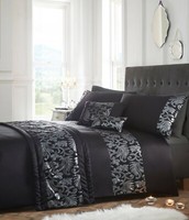 Grace Black Sequined Single Quilt Duvet Cover & Pillowcase Bedding Set