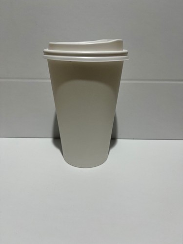 50pk 8/12/16oz Tazas de café de papel blanco con tapa compostable blanca Tazas para llevar - Imagen 4 de 4