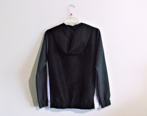 REEBOK Wind Breaker Coat Hoodie Youth Full Zip Size XL (14-16) Black Silver Logo - Picture 6 of 9