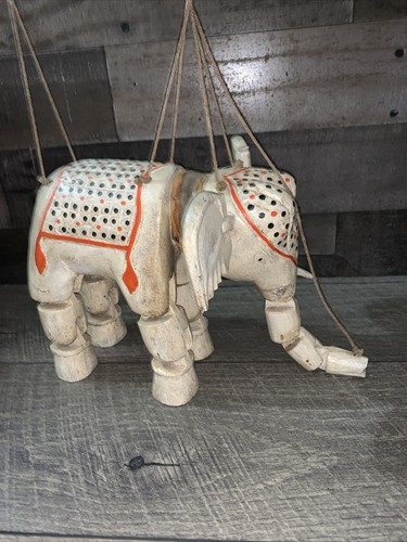 Vintage Elefant Matriarchin Indien Holz Exotisch Import Marionette Puppe - Bild 4 von 7