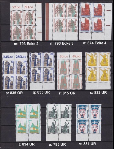 Berlín SWK 793 - 874 VB, esquina de borde de cuatro bloques **; ¡seleccione! #K712 - Imagen 17 de 41