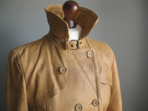 NEXT distressed leather JACKET 8 flying aviator belt brown tan camel soft - Imagen 7 de 17