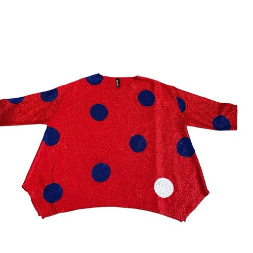 Berek Pullover rot weiß und blau Punkte Größe 2X neu ohne Etikett - Bild 1 von 11