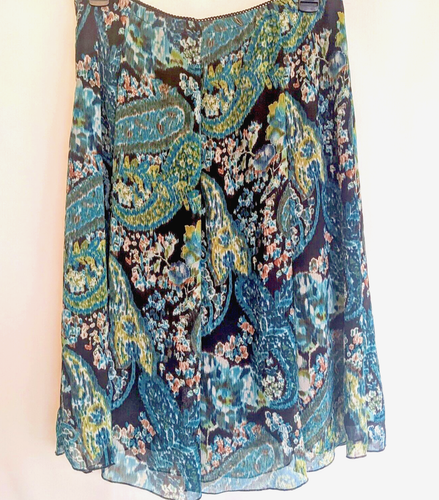 Kim Rogers Signature Womens M Midi Skirt Boho Prairie Paisley Floral Panel Multi - Picture 5 of 9