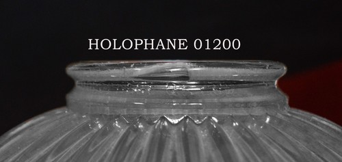 Original Art Deco industrial holophane ribbed glass ceiling light fixture C-1930 - Picture 14 of 15