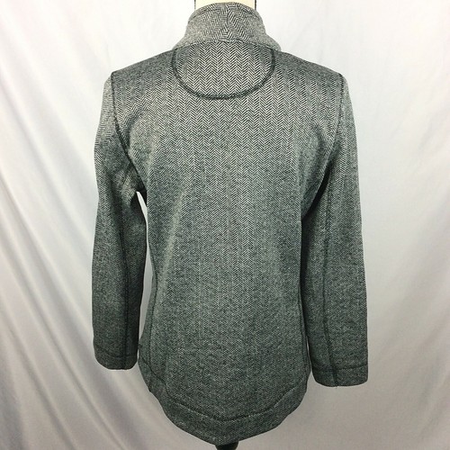 MNY Andrew Marc New York Jacket Women Size Medium Knit Sweater Black Herringbone - Picture 3 of 7