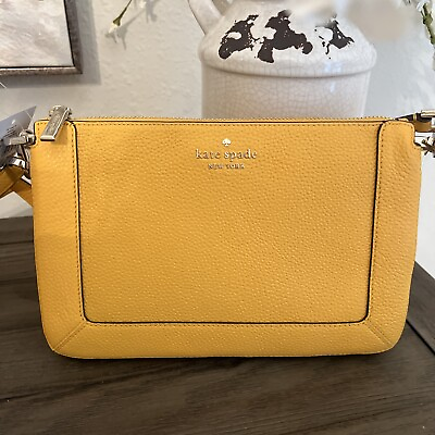 #ad #ad Kate Spade Crossbody Purse Pebbled Leather Daffodil Leather Lena $319.99