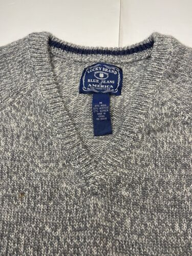Lucky Brand Men's Alpaca/Wool/Acrylic Gray V-Neck Pullover Sweater; Size M - Picture 4 of 7