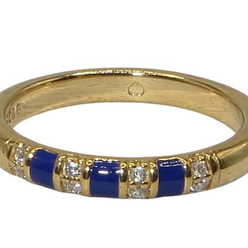 Pandora Exotic Stones & Stripes Size 5 .925 Blue Enamel Clear CZ Ring 168052CZ - Picture 2 of 5