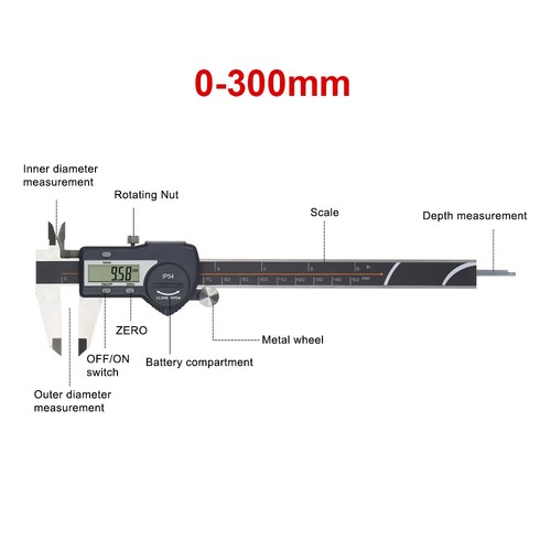 Digital Caliper Stainless Steel Measuring Tool Mm/inch Switchable Waterproof - Bild 10 von 10