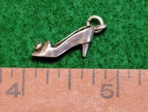 Vintage Sterling Silver High Heel Bridesmaid Decorated Shoe Charm Pendant - Picture 11 of 14