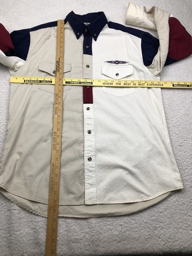 VTG Express Rider Western Shirt Men MEDIUM Colorblock Aztec Southwest Rodeo RARE - Picture 15 of 18