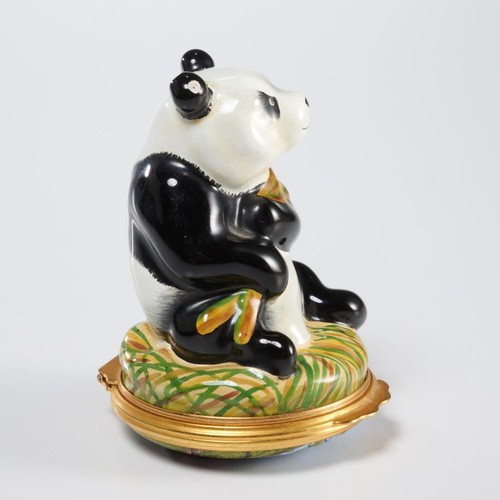 Halcyon Days seltene Panda emailliertes Porzellan Bonbonniere Schmuck Pillendose 2,50 Zoll h - Bild 4 von 8