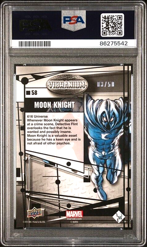 MOON KNIGHT 2015 UD Marvel Vibranium RADIANCE #58 Parallel 03/50 POP 1 PSA 10 - Picture 2 of 2