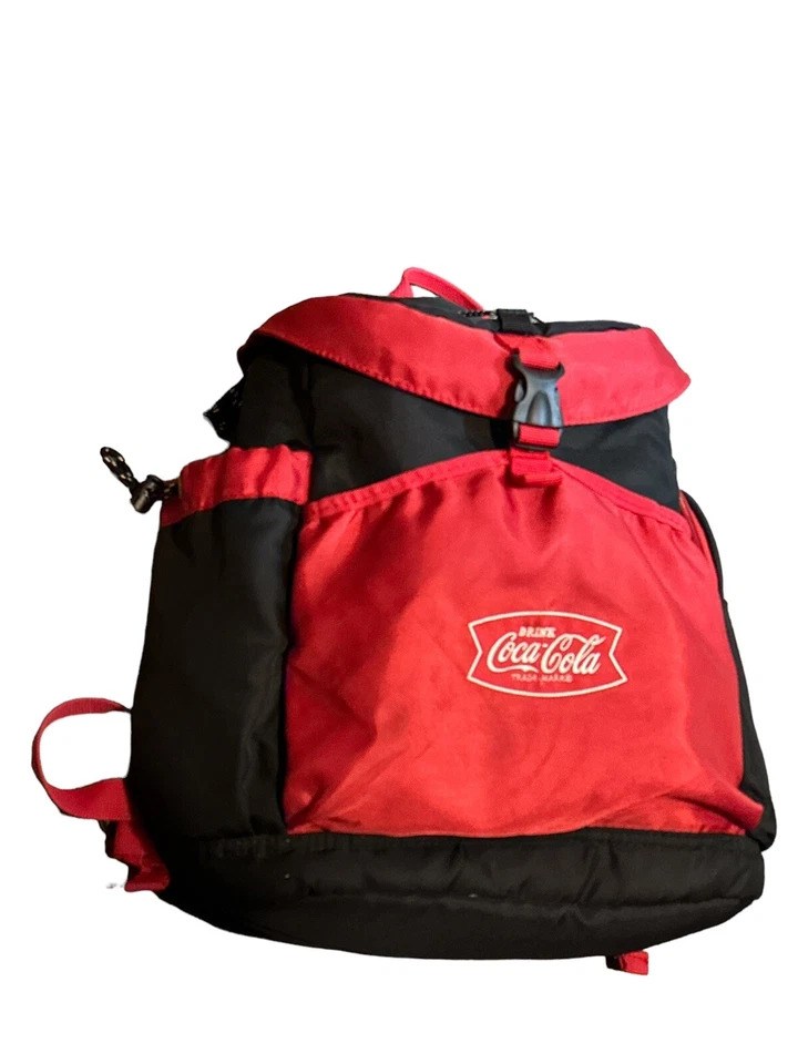 Coca Cola логотип официальный изолированный рюкзак охладитель сумка большой красный, черный M102 - Изображение 3 из 4