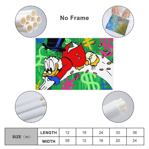 Scrooge Mcduck Diving Money Graffiti Pop Canvas Poster Picture Print Home Room - Imagen 11 de 12