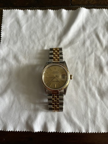 ROLEX MENS DATEJUST 16233 18K YELLOW GOLD & STEEL CHAMPAGNE DIAL 36MM WATCH - Picture 4 of 19