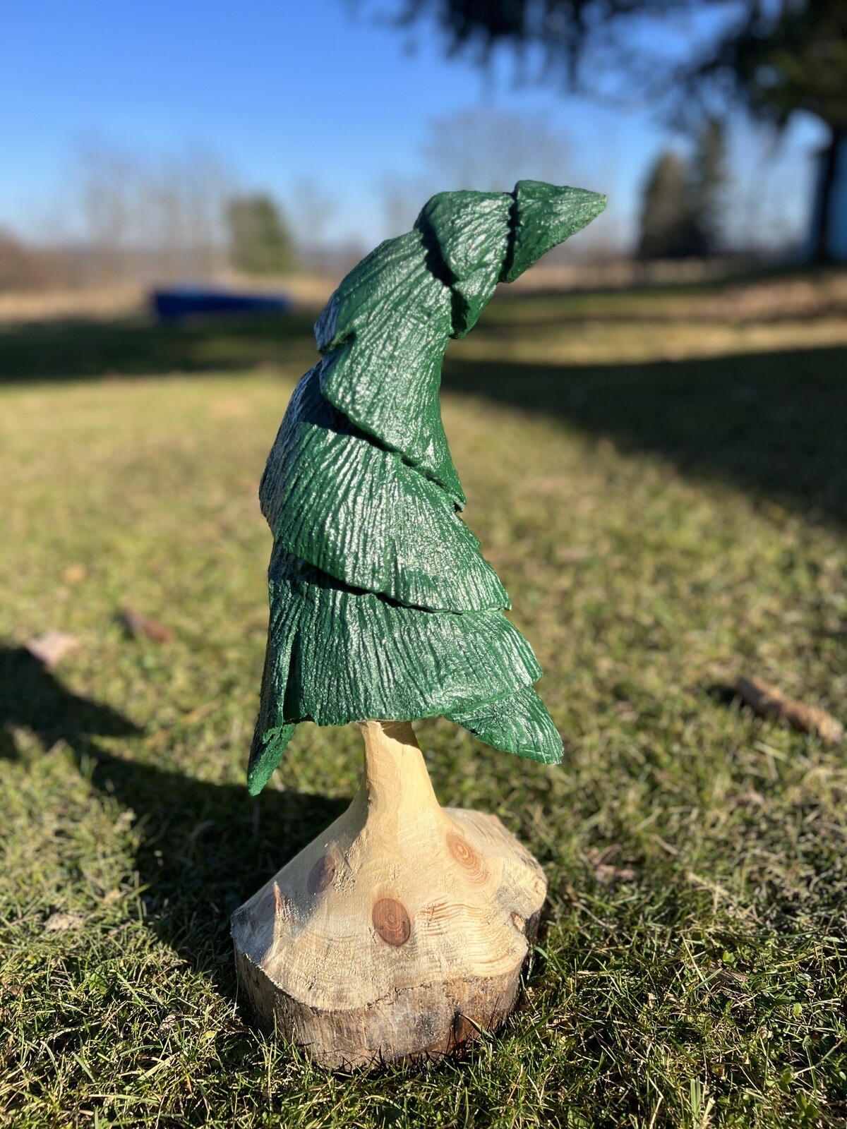 Chainsaw Carved Whimsical Tree Carving Cabin Decor Rustic Log Wood