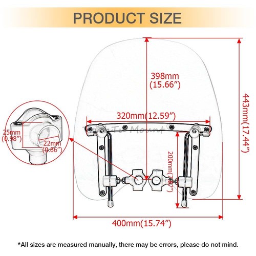 Motorcycle Windshield Windscreen 17"x15" Grey / Clear for Harley Softail Dyna XL - Picture 3 of 30